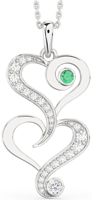Large Diamond Silver Heart Necklace