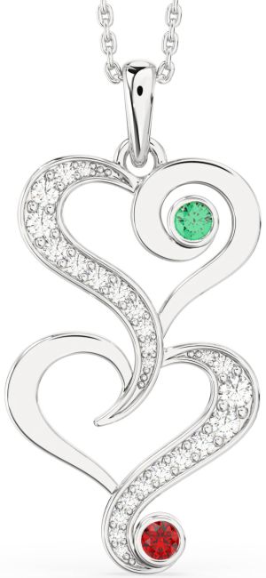 Large Diamond Silver Heart Necklace