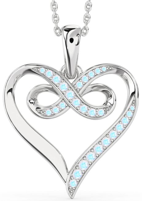 Large Moonstone Silver Heart Infinity Necklace