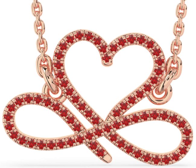 Ruby Rose Gold Heart Infinity Necklace