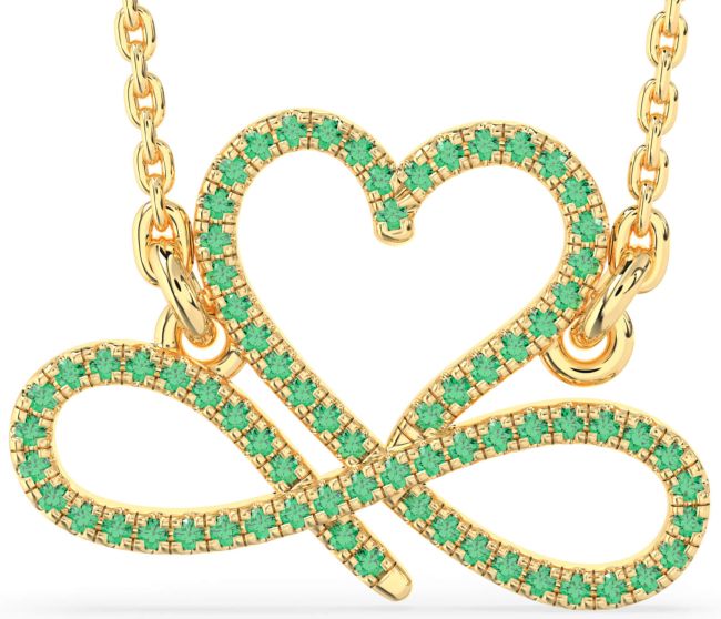 Emerald Gold Heart Infinity Necklace