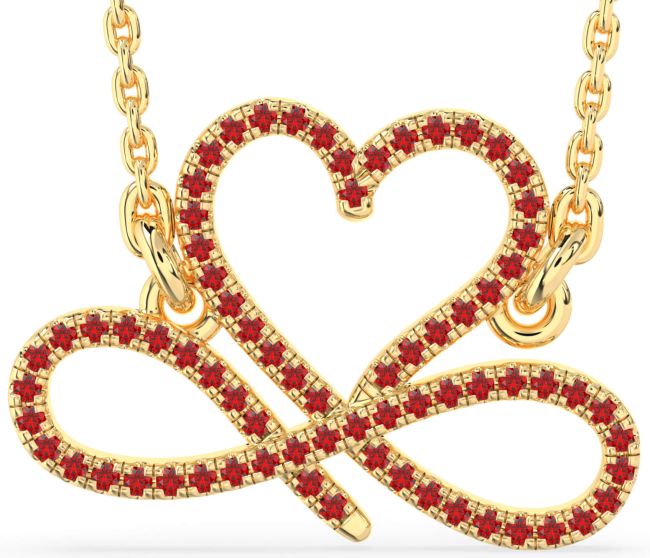 Ruby Gold Heart Infinity Necklace