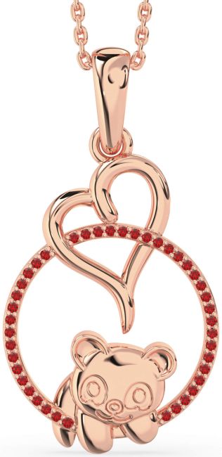 Ruby Rose Gold Heart Circle Bear Necklace