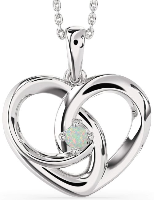 Opal Silver Heart Necklace