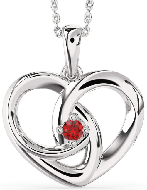 Ruby Silver Heart Necklace
