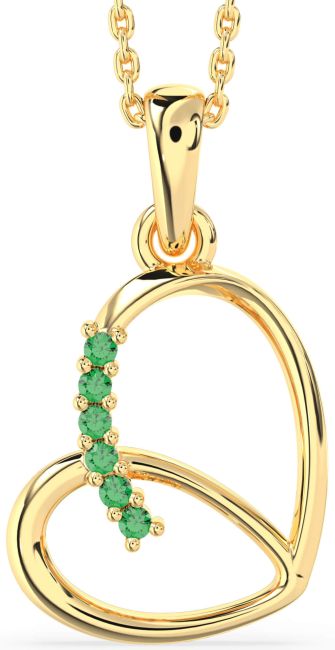 Emerald Gold Heart Necklace