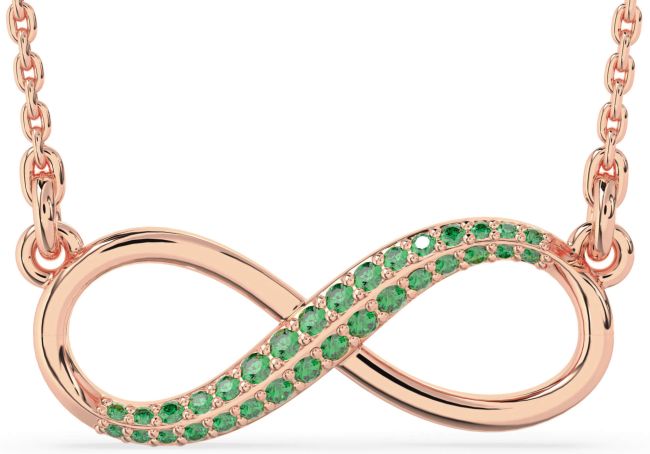 Large Emerald Rose Gold Infinity Necklace