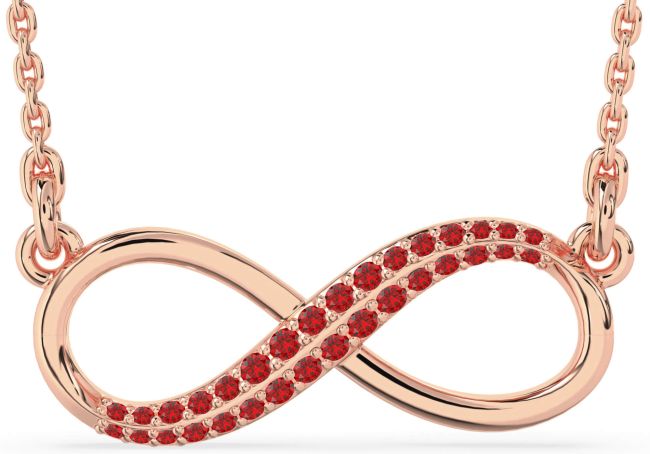 Large Ruby Rose Gold Infinity Necklace