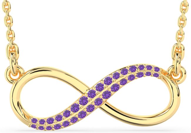 Large Amethyst Gold Silver Infinity Necklace
