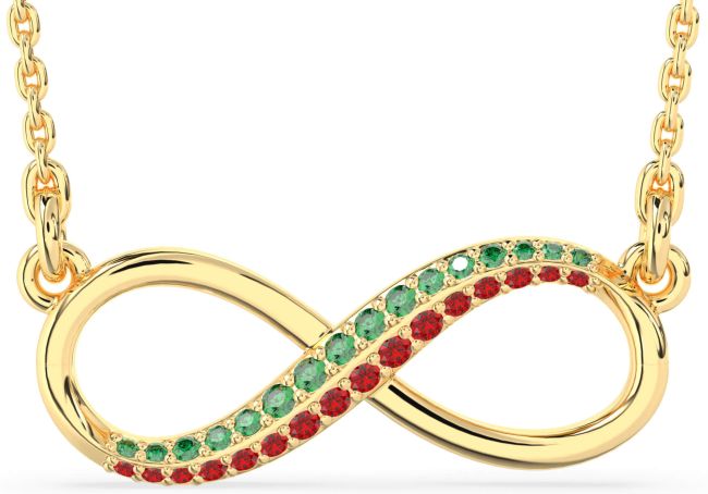 Large Emerald & Ruby Gold Infinity Necklace