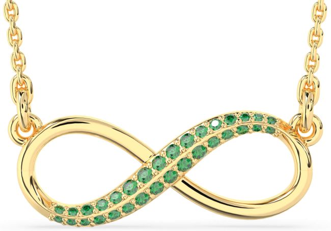 Large Emerald Gold Infinity Necklace