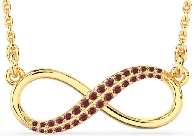 Large Garnet Gold Silver Infinity Necklace