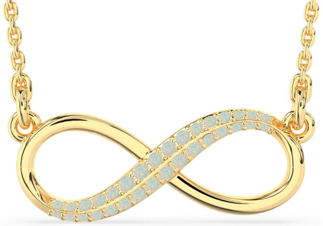 Large Opal Gold Infinity Necklace