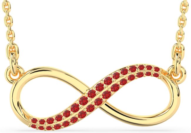 Large Ruby Gold Infinity Necklace