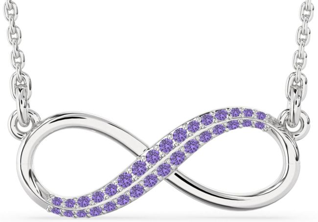 Large Alexandrite Silver Infinity Necklace