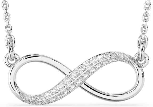 Large Lab Diamond Silver Infinity Necklace