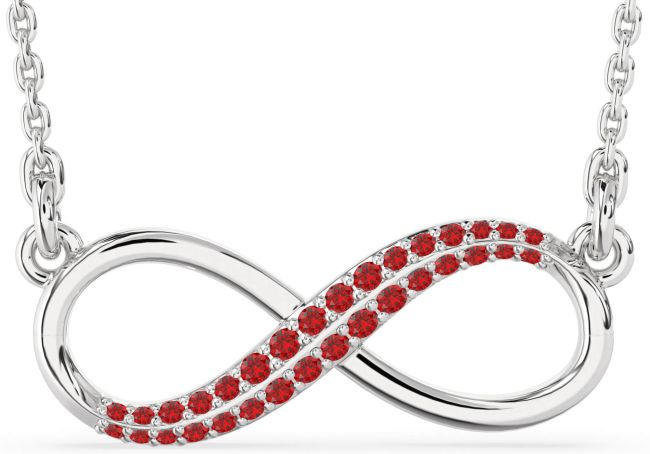 Large Ruby Silver Infinity Necklace