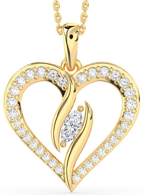 Large Diamond Gold Heart Necklace