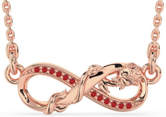 Ruby Rose Gold Infinity Flower Necklace