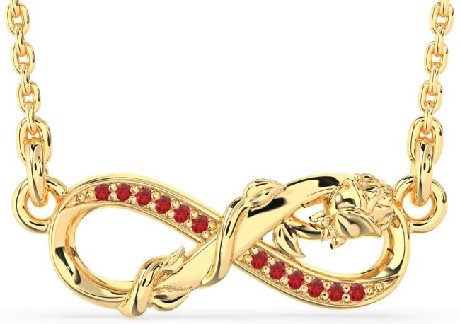 Ruby Gold Silver Infinity Flower Necklace