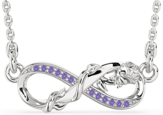 Alexandrite Silver Infinity Flower Necklace