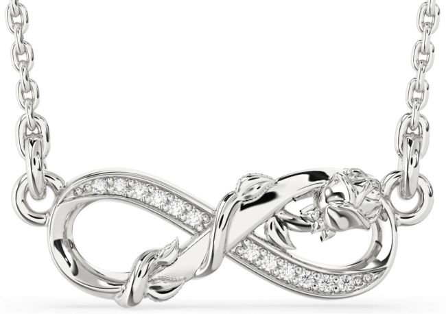 Diamond White Gold Infinity Flower Necklace