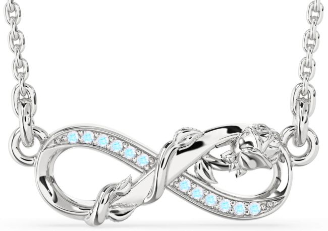 Moonstone Silver Infinity Flower Necklace