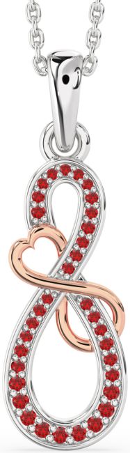 Ruby Rose Gold Silver Infinity Heart Necklace