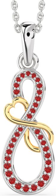 Ruby Gold Silver Infinity Heart Necklace