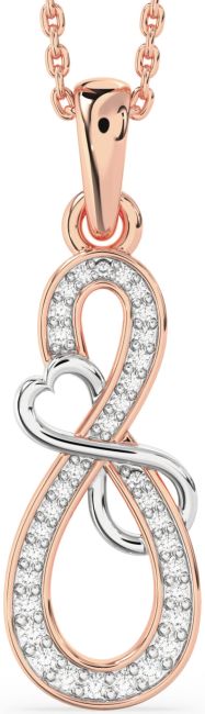 Diamond Platinum & Rose Gold Infinity Heart Necklace