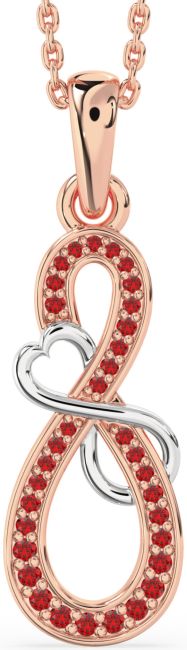 Ruby Rose Gold Silver Infinity Heart Necklace