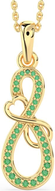 Emerald Gold Infinity Heart Necklace