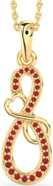 Ruby Gold Silver Infinity Heart Necklace
