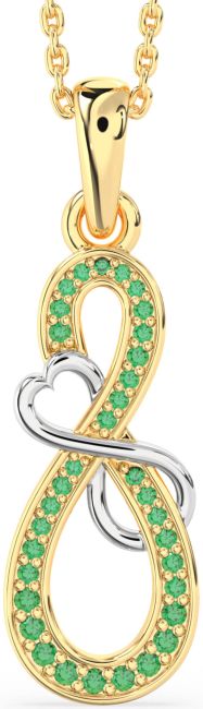 Emerald Gold Silver Infinity Heart Necklace