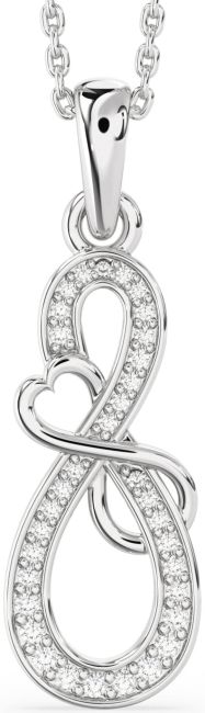 Diamond Silver Infinity Heart Necklace