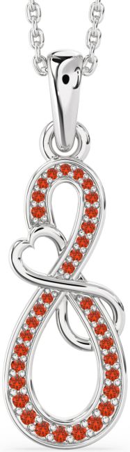 Fire Opal Silver Infinity Heart Necklace