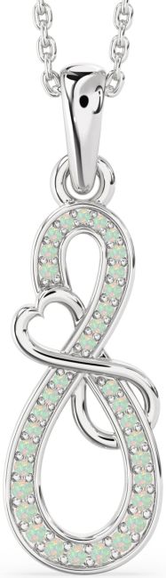 Opal Silver Infinity Heart Necklace