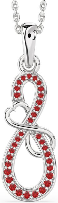 Ruby Silver Infinity Heart Necklace
