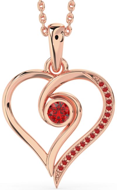 Ruby Rose Gold Heart Necklace
