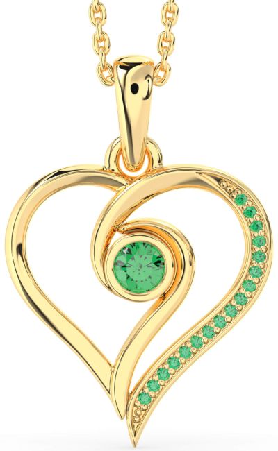 Emerald Gold Heart Necklace