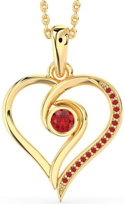 Ruby Gold Heart Necklace