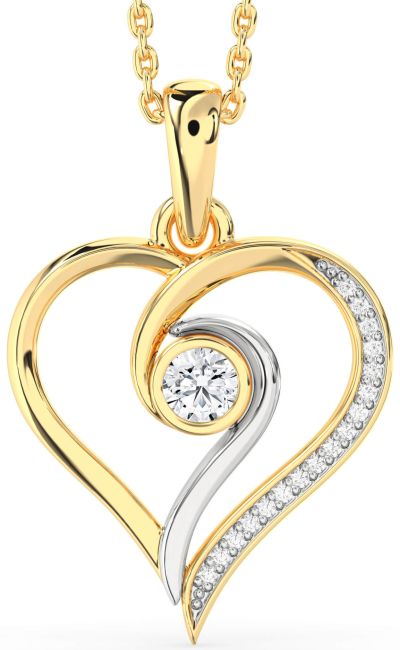 Diamond White Yellow Gold Heart Necklace