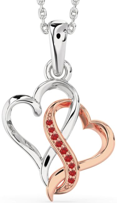 Ruby Rose Gold Silver Heart Infinity Necklace