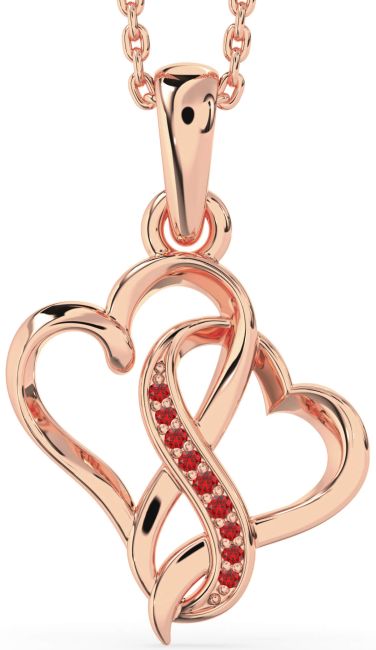 Ruby Rose Gold Heart Infinity Necklace