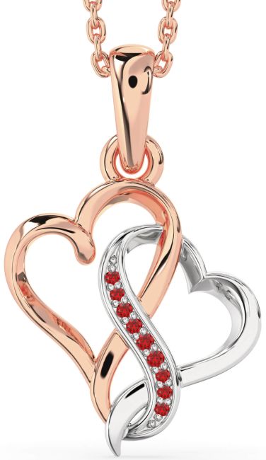 Ruby Rose Gold Silver Heart Infinity Necklace