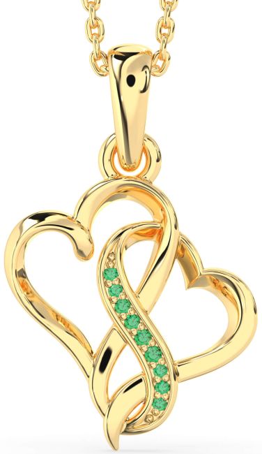 Emerald Gold Heart Infinity Necklace