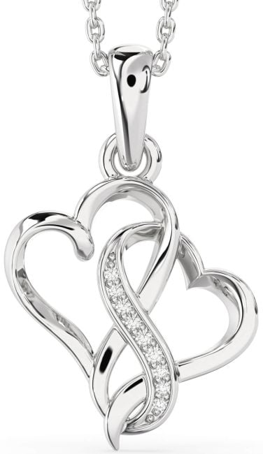 Diamond Silver Heart Infinity Necklace