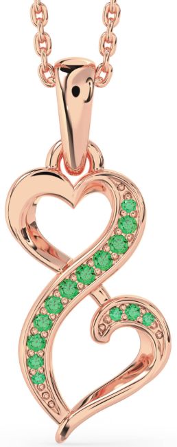 Emerald Rose Gold Infinity Heart Necklace