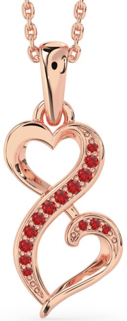 Ruby Rose Gold Silver Infinity Heart Necklace