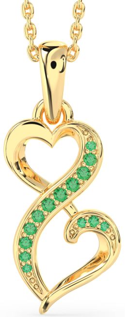 Emerald Gold Infinity Heart Necklace